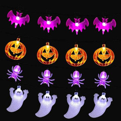 跨境led萬聖節鬼節系列裝飾燈蜘蛛蝙蝠燈串南瓜骷髏頭電池燈彩燈