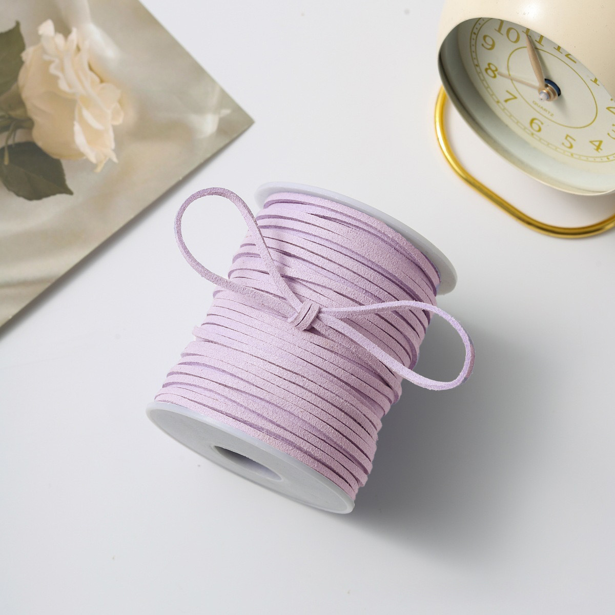 Flower Shadow lana de estilo coreano con cuerda de cuero cuerda de terciopelo de doble cara con cuerda de piel de deerskin DIY material de embalaje de flores tejidas a mano