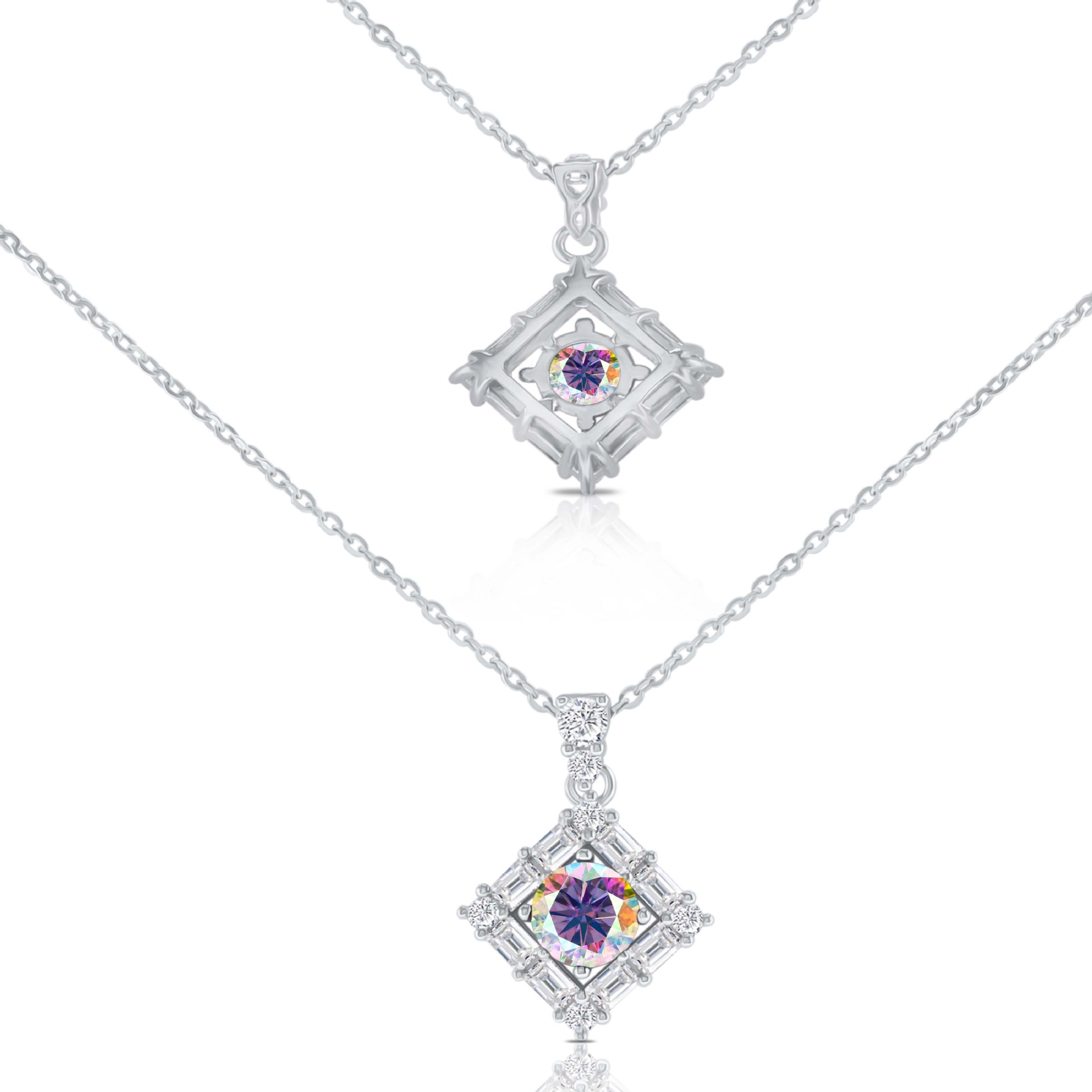 Joyas del día de la madre color rosa moissanite S925 plata esterlina collar colgante universal nicho diseño regalo