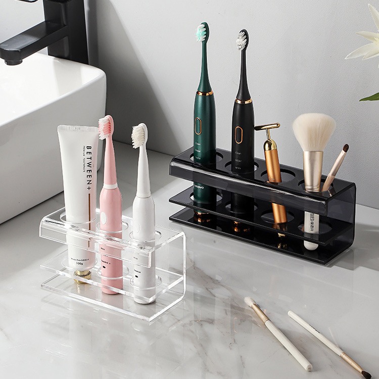 亚克力电动牙刷架家用卫生间多功能置物架情侣简约沥水牙具收纳架