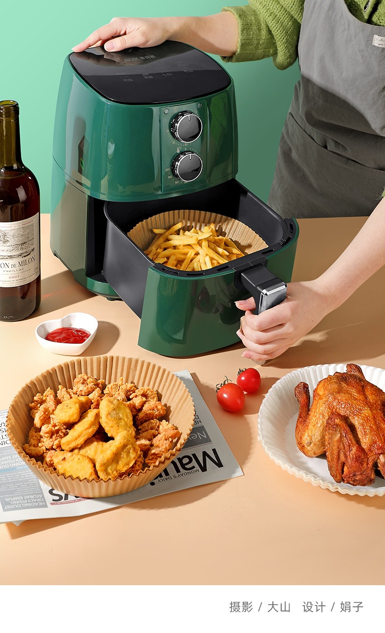 Air Fryer Paper Liners Round Non Stick Oil Absorbing Parchment Sheets for Home Baking 50 Pack preparation