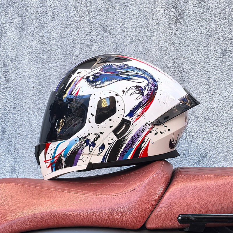 Orz casco de carcasa pequeña casco de cara a cara casco de motocicleta locomotora de doble lente hombres y mujeres de cuatro estaciones casco de crucero grande