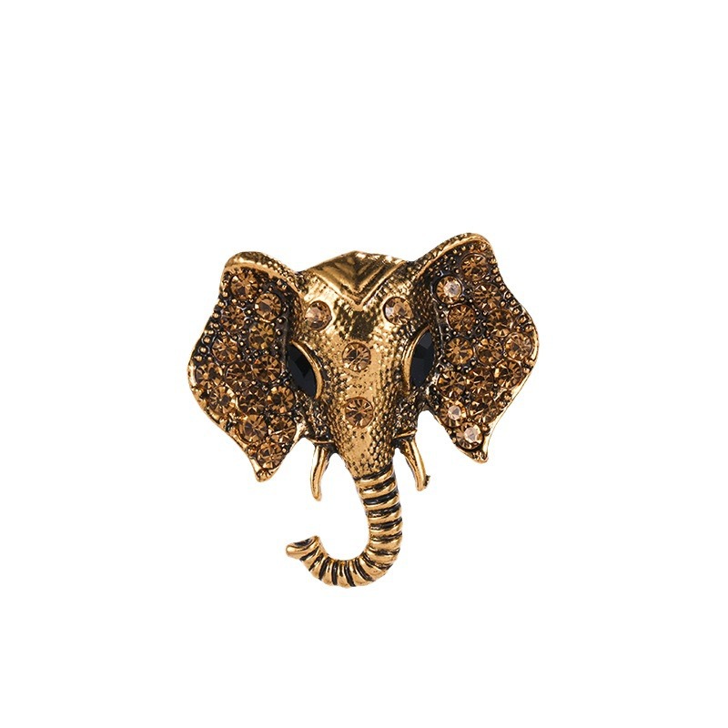 New Lucky and Auspicious Day Up Enamel Dripping Oil Set Diamond Elephant Brooch, Chest Flower Clothi