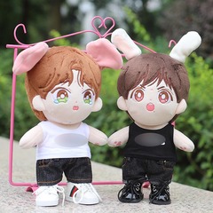 20厘米娃衣背心明星同款無袖T恤exo玩偶娃娃白T恤潮牌無袖黑背心