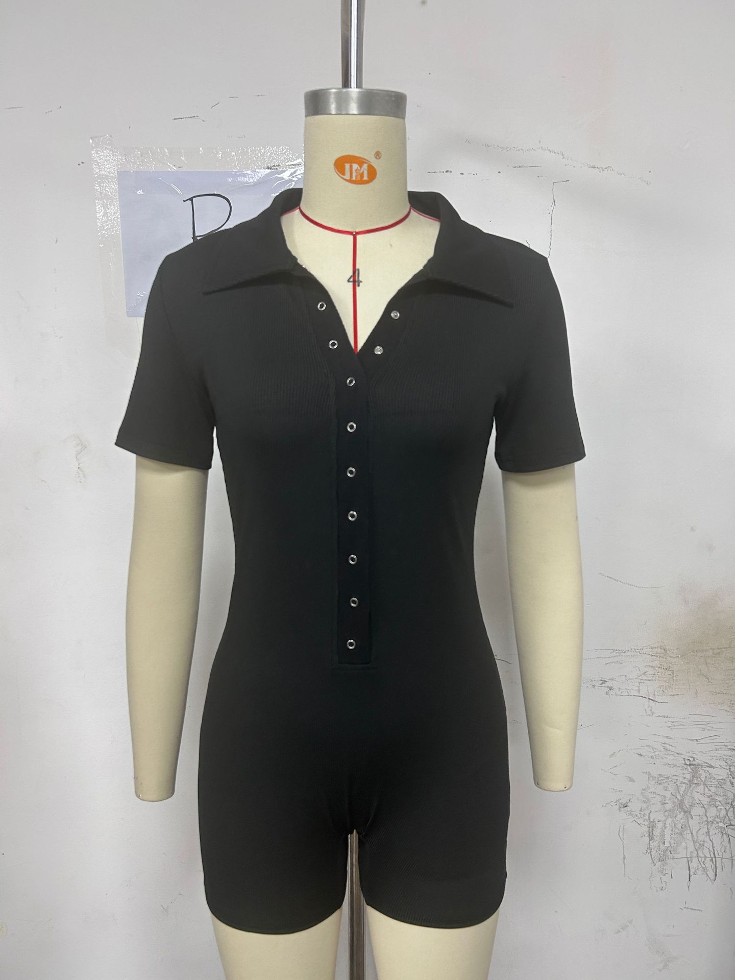 245g Weight Women's Bodysuits Short Sleeve Blazers Button Sexy Streetwear Solid Color