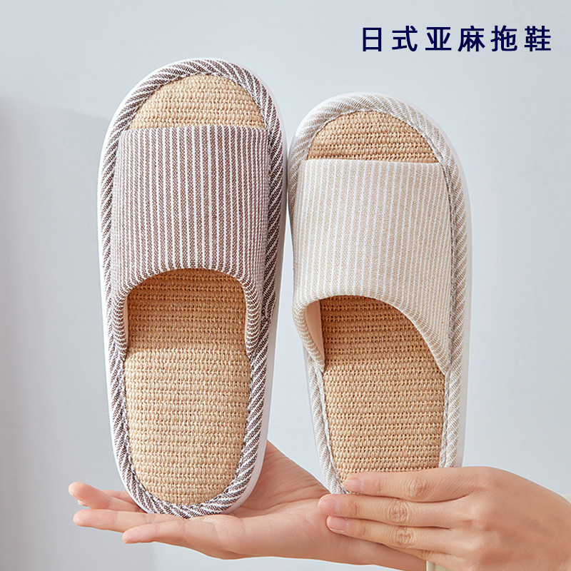 Japanese style mute linen slippers wholesale spring and autumn four seasons living room wood floor non-slip cotton linen fabric slippers women summer Japanese style mute linen slippers wholesale spring and autumn four seasons living room wood floor non-slip cotton linen fabric slippers women summer