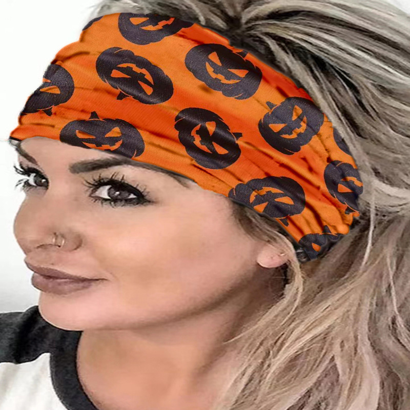 Sun Protection Headscarf for Women 2025 New Elastic Printed Wide-Brimmed Headband Fashionable European and American Sports Yoga Washing Band