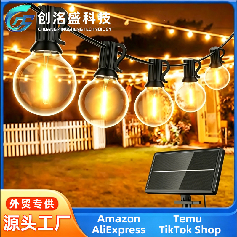 Cross-Border Exclusive Supply of G40 Solar String Lights for Outdoor Rainproof Garden Wedding Festival Decoration Camping Ambiance Led String Lights Cross-Border Exclusive Supply of G40 Solar String Lights for Outdoor Rainproof Garden Wedding Festival Decoration Camping Ambiance Led String Lights