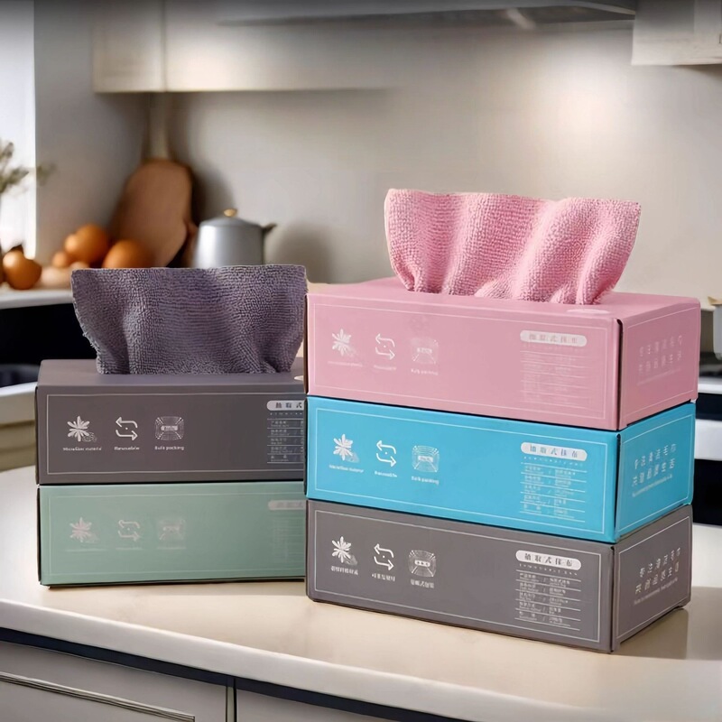 Extractable Boxed Kitchen Cleaning Cloth, Reusable Absorbent Dishcloth, Household Lazy Cleaning Cloth, Disposable