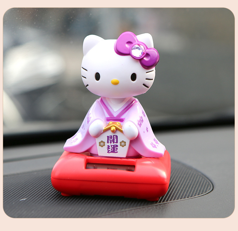 Hellokitty Car Decoration Ornaments Shaking Head Solar Car Toy Dashboard Ladies Car Interior Fashion
