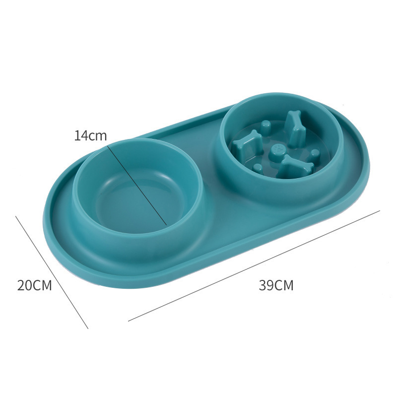 Pet Slow Food Bowl antiestrangulador de doble propósito doble tazón antigolpes pequeño gato y perro de alimentación de agua tazón de alimentación de comida lenta tazón doble tazón de gato