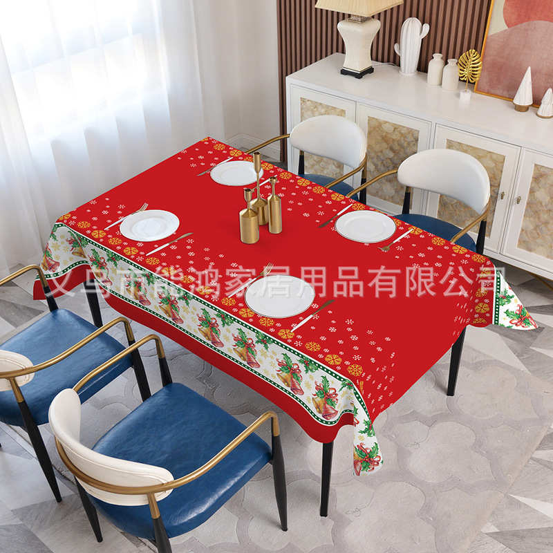 国境を越えた新しいクリスマステーブルクロス客間食卓防汚防水ポリエステルテーブルクロステーブルクロス祝日パーティー装飾テーブルクロス|undefined