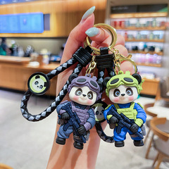 クリエイティブ漫画特殊部隊パンダキーホルダーチェーントレンディクールかわいい人形カップルバッグペンダント小さなギフト卸売