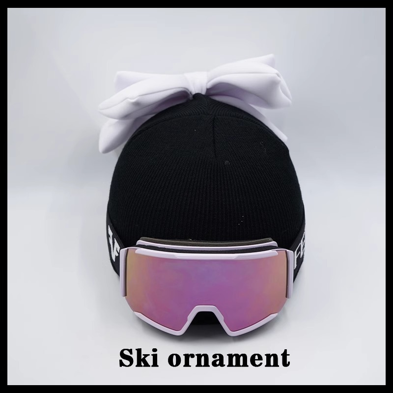 3D White Double Layer Bowknot Ski Helmet Cover