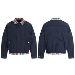 欧美高街ins Mu风同款格子哈灵顿拉链夹克外套jacket coats