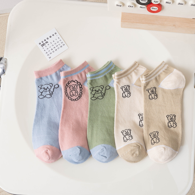 Calcetines de algodón casuales de boca de burbuja de encaje lindo japonés Calcetines de puesto directo de fábrica de verano bajo para mujer