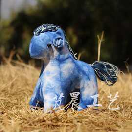 云南扎染饰品云染布艺动物小马摆件手工旅游纪念品