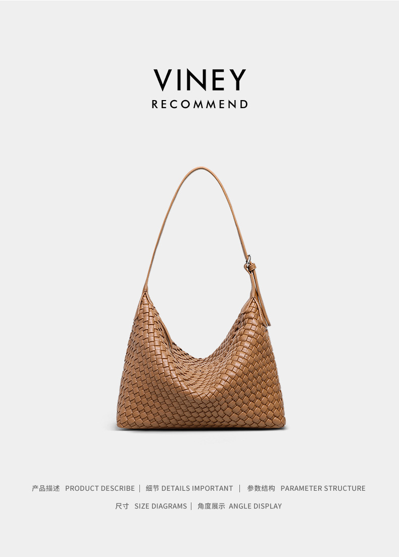 Túi tote nữ cỡ lớn đeo chéo kiểu vintage handmade dệt — màu nâu, màu trắng ngà, màu tím hoa cà chi tiết 3