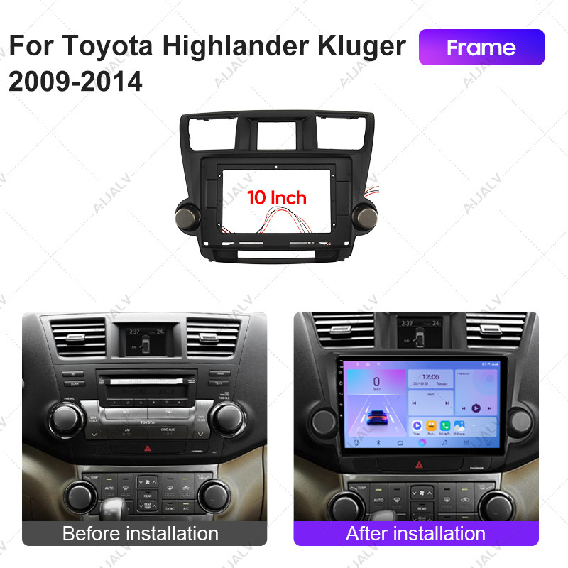 Factory Price Android Car Audio Face Frame Suitable for 09-14 Toyota Highlander Central Control Dvd Navigation Modification Frame