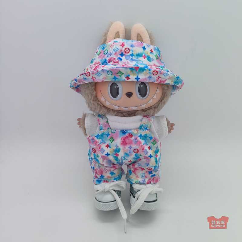ラブブベビー服 labubu 服 バケットハット オーバーオール 17cm マカロン 座り 1代目・2代目ペンダント|undefined