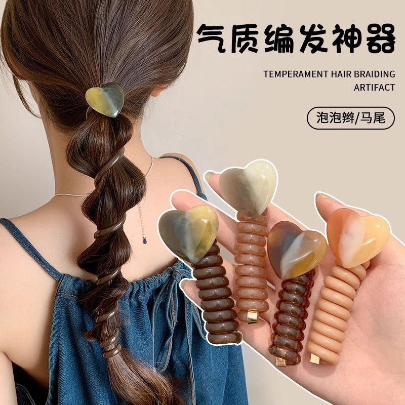 Burbuja trenzada cuerda de cabello magia cuerda de cabello femenina de alto nivel amor línea telefónica anillo de cabello de alta elasticidad correa de cabello de cola de caballo