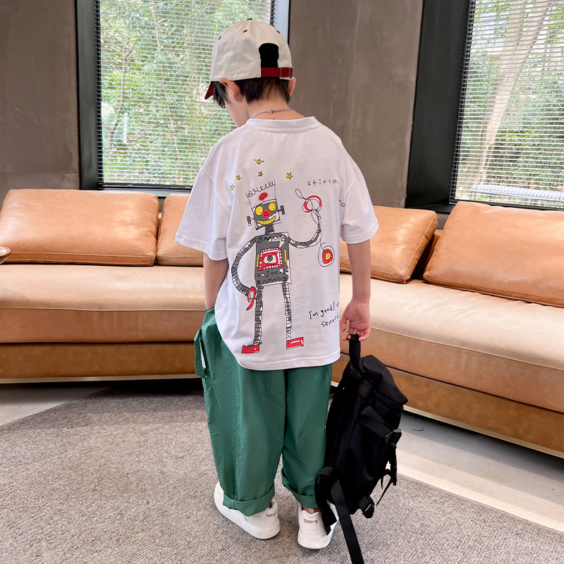 Boy's Summer Cartoon Printed Short-sleeved Two-piece Set For Kids_voghion.com