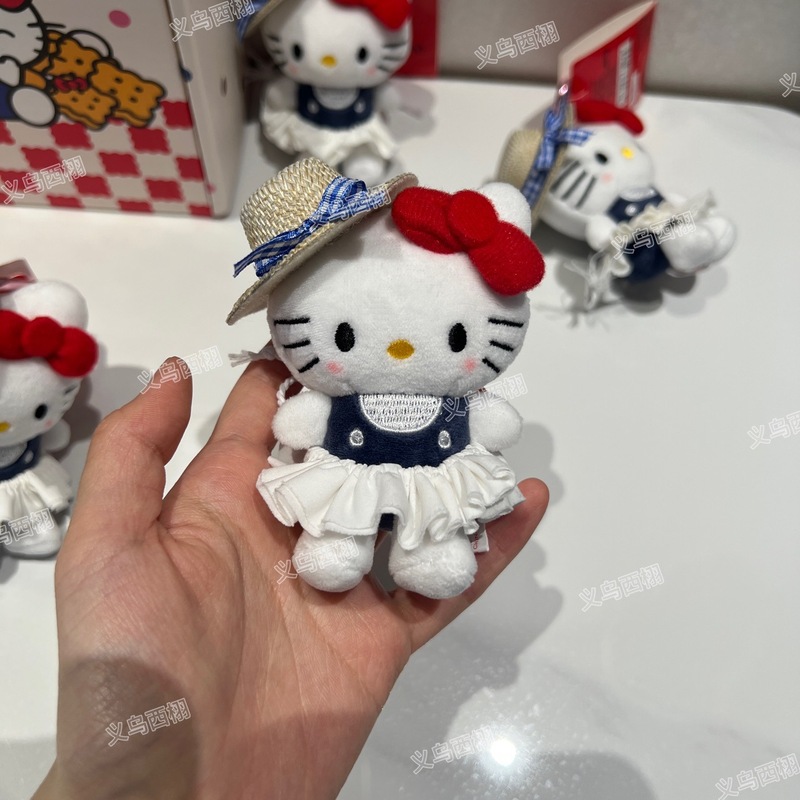 麦わら帽子キティ猫漫画かわいいぬいぐるみペンダントハロー KT バッグペンダントキーホルダーギフト|undefined