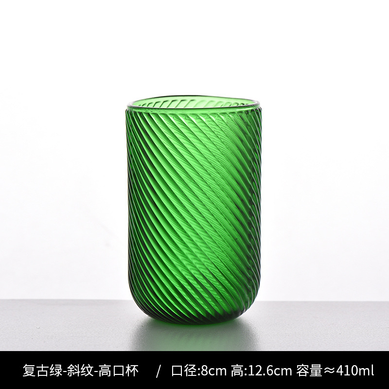 Copa de rayas verticales de vidrio retro europeo, copa de vino tinto, copa de postre alto de helado, copa de vino de frutas de uva de champán casero