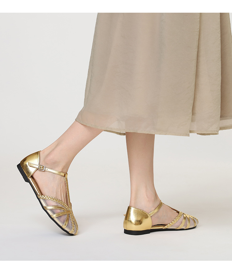 Damen Sandalen Mit Riemchen Aus Geflochtenem Mesh Für Den Sommer_voghion.com
