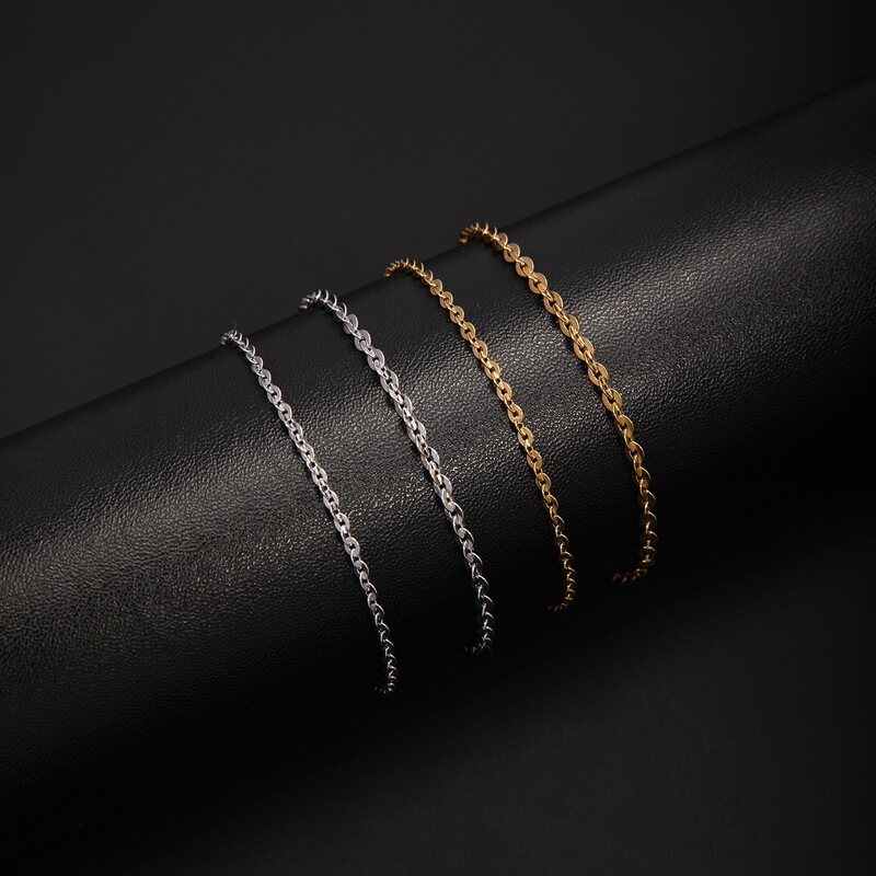 Stainless Steel Trendy Bracelet with O-Link and Cross Chain, Versatile and Stylish Minimalist Clavicle Chain, Plain Chain, Factory Direct Sale
