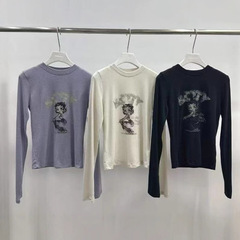 【预售】韩国东大门 visual 早秋款 纯色修身显瘦卡通T恤