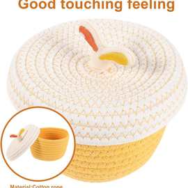 棉绳编织脏衣篮钥匙钱包小物件杂物桌面收纳筐子手工编织收纳篮