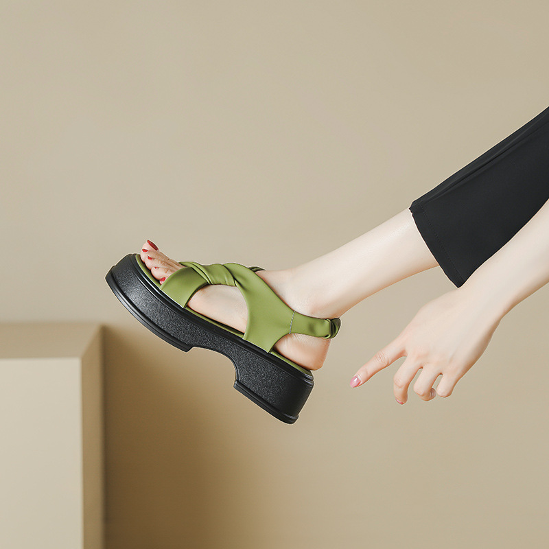 Women's Platform Sandals for Summer 2023 New Style Cross Strap Platform Sole Outdoor Casual Sandals Women's Roman Beach Shoes