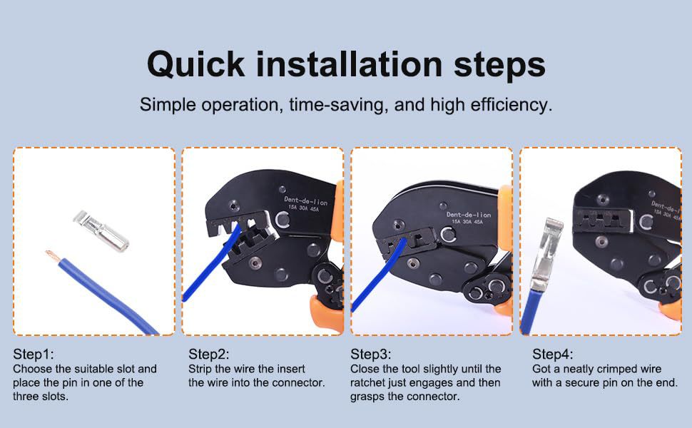 Manuelle Crimpzange mit Ratsche für 15 A 30 A 45 A Anschlüsse