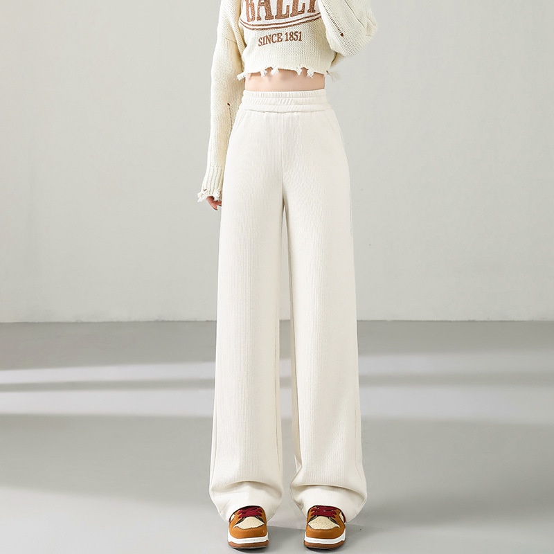 Factory a generation of creamy-white cashmere glutinous rice pants women fall/winter narrow straight casual pants drape wide leg pants