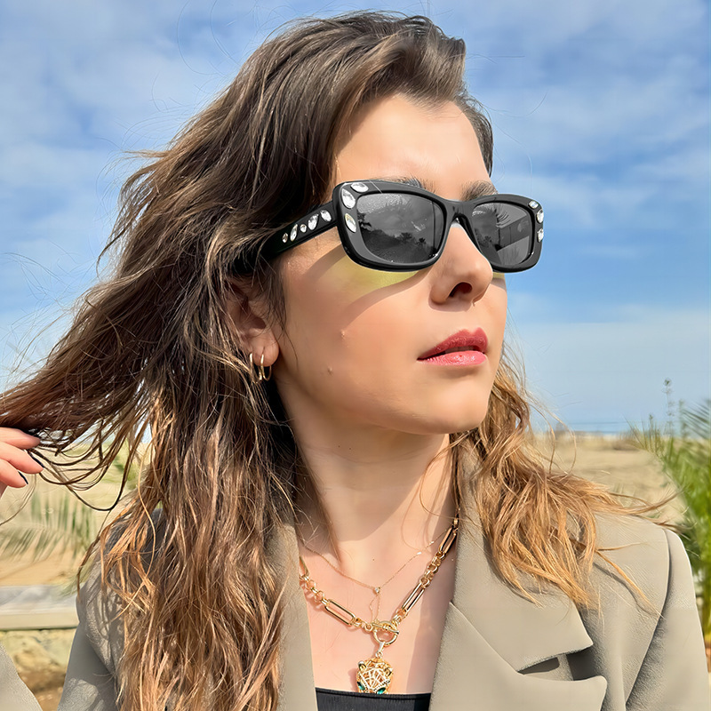 Nuevas gafas de sol elegantes y de moda de alta gama con diamantes rectangulares personalizadas