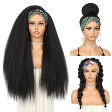 厂家直供欧美外贸假发头巾发带化纤长直发假发头套headband wigs
