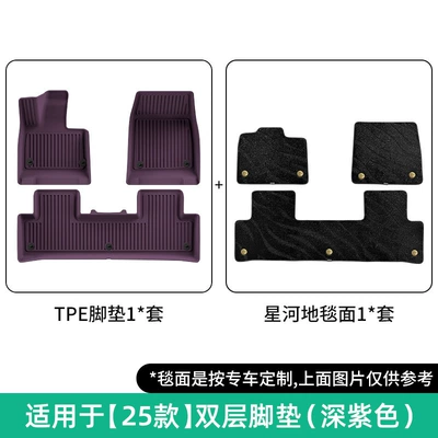 Mats, Dirt-Resistant and Waterproof, Special Car-Specific, Modelə uyğun ayaqaltı - 25-26-yu7-double-layer-galaxy-blanketbuckle-styledark-purple-floor-mats