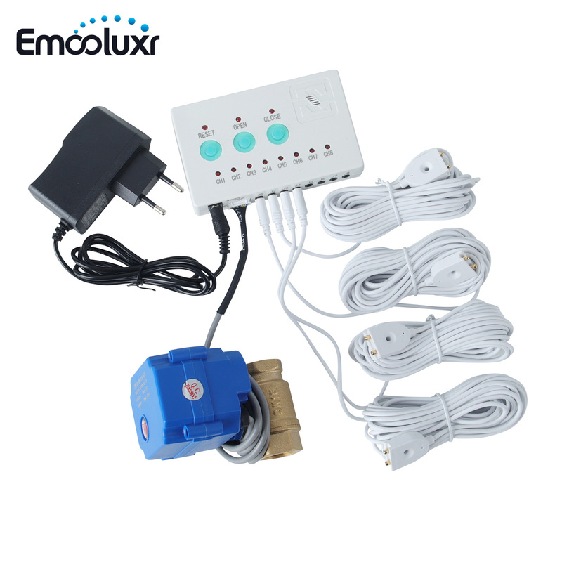 Cross-Border Popular Household Water Leak Protector Single Copper Valve + 4-Way Detection Automatic Water Shut-Off Sound and Light Alarm Ready Stock