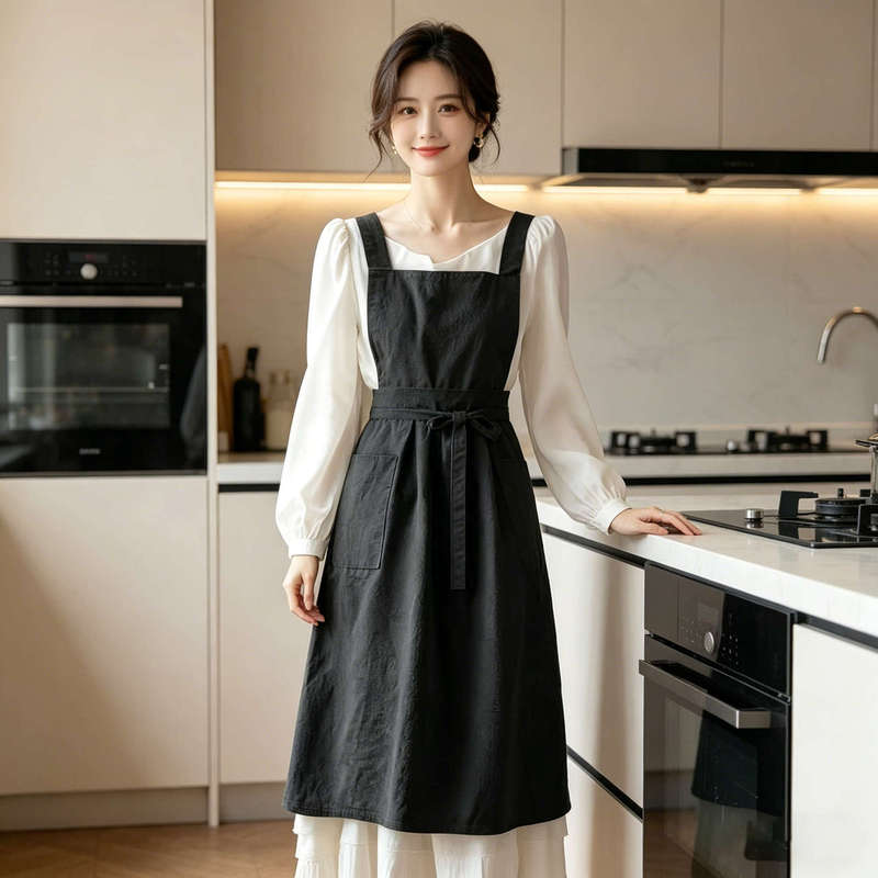 Artistic Nordic-Style Apron, Waterproof and Stain-Resistant, Suitable for Floral Art, Kitchen Use, Cooking, Manicure, Workwear for Women, Customizable with Text