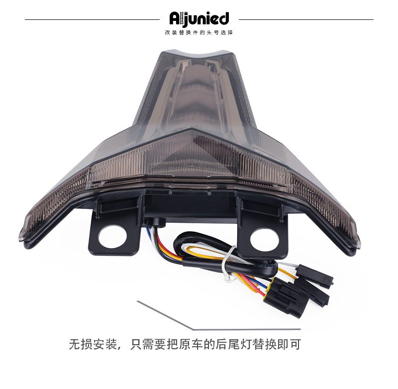 Suitable for Kawasaki Zx6R Ninja400 Modified Short Tail Rear Wing License Plate Holder Brake Tail Light with Turn Signal