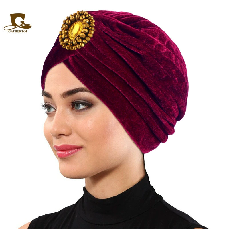 Demi-season golden velvet scarf, India