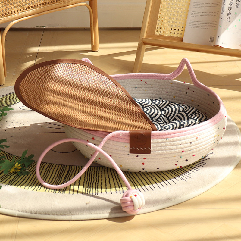 컬러풀한 폼폼 - 핑크색 장난감 공 + 블루 화장솜 + 매트