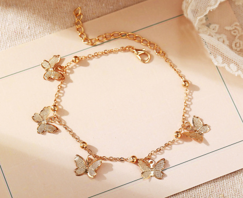 European and American cross-border jewelry new beach foot jewelry butterfly pendant handmade niche anklet bracelet wholesale