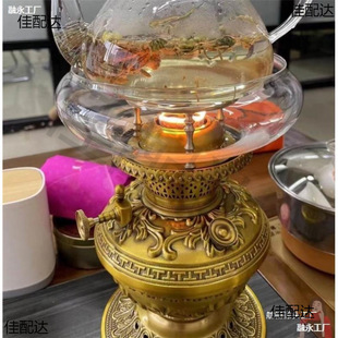 Butter lamp kettle kerosene lamp old open flame lamp tea cooking stove Chaoshan lamp tea set air tea pure copper Chinese style