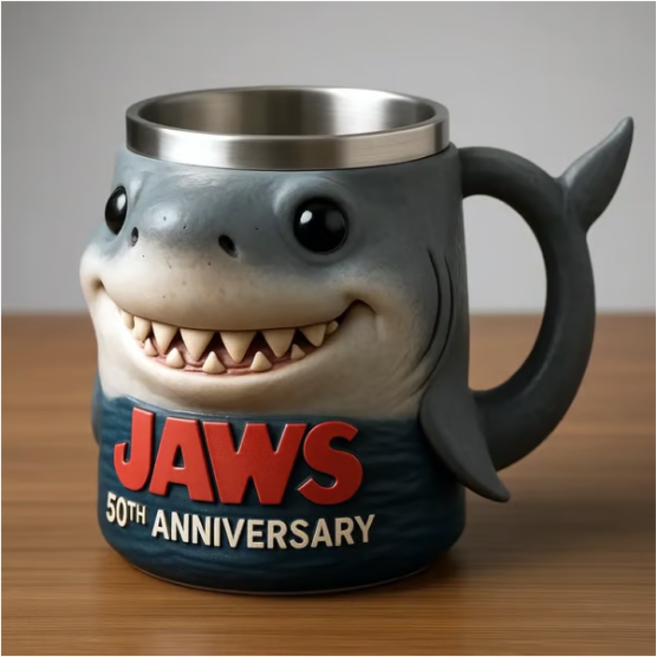 Taza 3D con Diseño de Tiburón Blanco, Conmemorativa del 50 Aniversario de Jaws, Taza Creativa de Moda, Disponible en Sitio Web Independiente