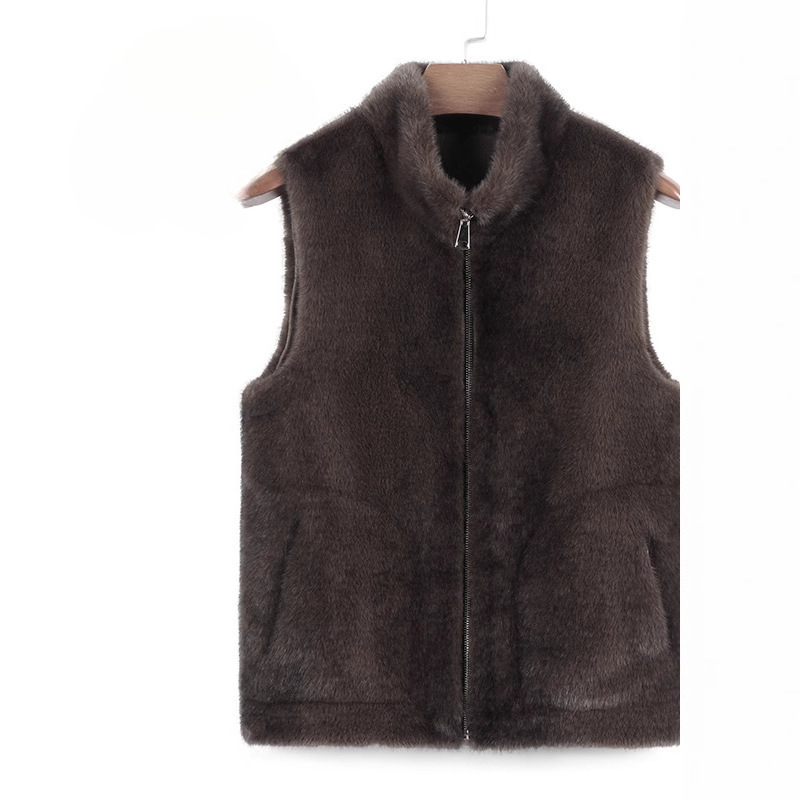 2025 Warm Imitation Mink Velvet Double-Sided Douyin New Popular Men's Vest Jacket Casual Jacket Ready-Made Slim Fit