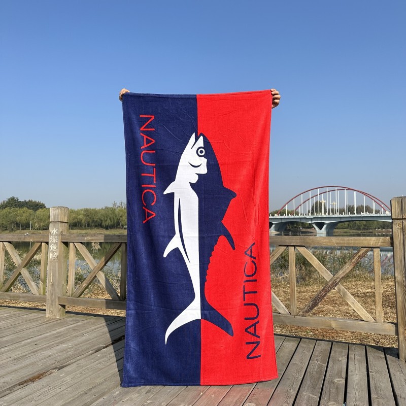 Exported to Europe and the United States Large Bath Towel Reactive Printed Cut Velvet Soft Absorbent Bathing and Swimming Pure Cotton Beach Towel 170*90