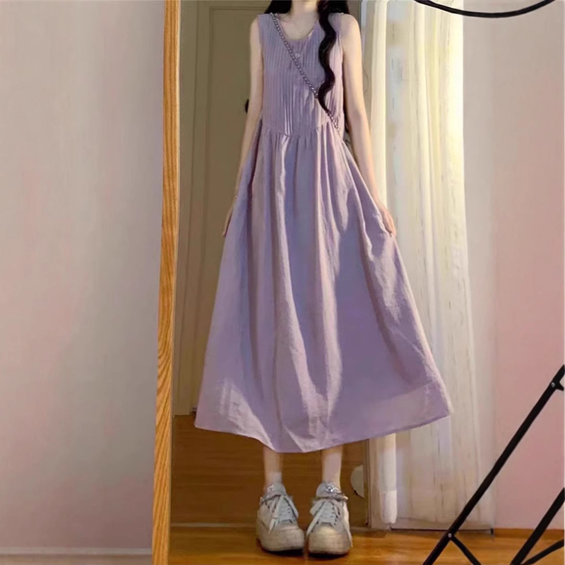 Gentle Style Purple Sleeveless Dress for Women, Summer 2026 New Model, Niche High-End Slimming and Elegant Long Dress Gentle Style Purple Sleeveless Dress for Women, Summer 2026 New Model, Niche High-End Slimming and Elegant Long Dress