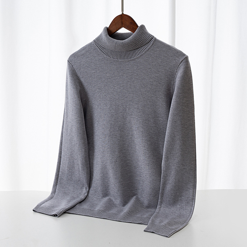 Suéter de punto Modell hombre de cuello alto otoño y invierno nuevo suéter de color sólido, suéter de negocios ligero, ropa de hombre